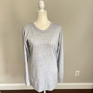L.L. Bean Gray Long Sleeve Blouse Top Size Medium